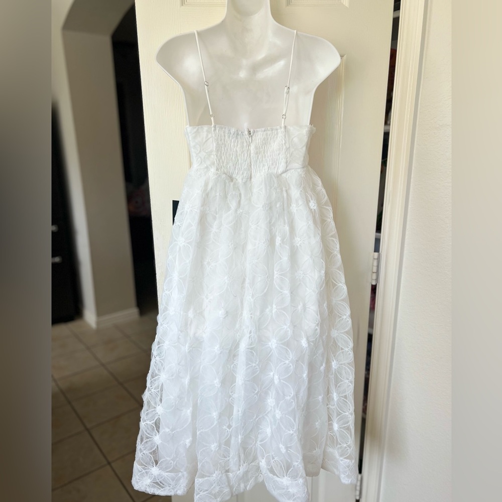 Lulu's Ivory Florql Tulle Midi Dress - Picture 9 of 12